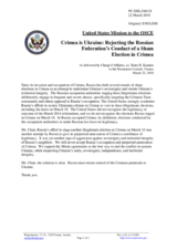Statement by the Delegation of the United States of America on non-recognition of the illegal Russian election in the temporarily occupied Autonomous Republic of Crimea and the city of Sevastopol, Ukraine