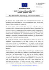 Statement by the Bulgarian EU Presidency in response to the report by the Head of the OSCE Mission to Serbia, Ambassador Andrea Orizio