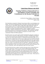 Statement by the Delegation of the United States of America on Russia’s ongoing aggression against Ukraine and illegal occupation of Crimea