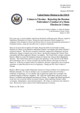 Statement by the Delegation of the United States of America on illegal elections in the temporarily occupied Autonomous Republic of Crimea and city of Sevastopol, Ukraine 