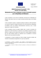 Déclaration de l’UE en réponse au point d’actualité soulevé par la République de Moldavie