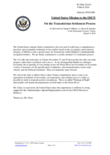 Statement by the Delegation of the United States of America on recent developments in the Transdniestrian settlement process in Moldova
