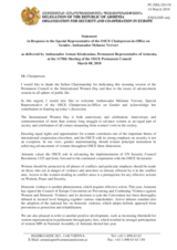 Statement by the Delegation of Armenia in response to the address by the Special Representative of the OSCE Chairperson-in-Office on Gender, Ambassador Melanne Verveer