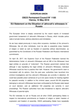 Statement by the Bulgarian EU Presidency on the situation of Jehovah’s Witnesses in the Russian Federation