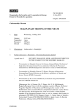 Journal of the 884th Plenary Meeting of the Forum for Security Co-operation