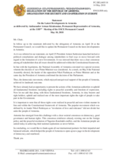 Statement by the Delegation of Armenia on recent developments in Armenia