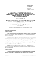 Statement by Ms. Larisa Aganesova, Senior Economist, Department of Financing and Economic Analysis, Ministry of Education