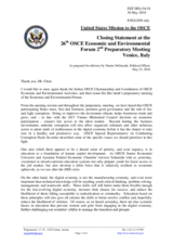 Closin Statement by Mr. Dustin De Grande, Political Officer