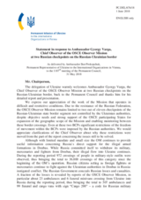 Statement by the Delegation of Ukraine in response to the report by the Chief Observer of the OSCE Observer Mission at two Russian checkpoints on the Russian-Ukrainian border, Ambassador György Varga