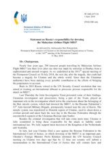 Statement by the Delegation of Ukraine on the state responsibility for the downing of Malaysian Airlines Boeing 777-200, Flight MH17 on 17 July 2014