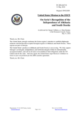 Statement by the Delegation of the United States of America on recent developments in the occupied regions of Georgia