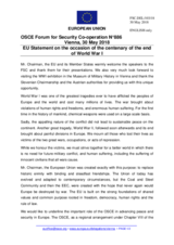 Statement by the Bulgarian EU Presidency on the centenary of the End of World War I 