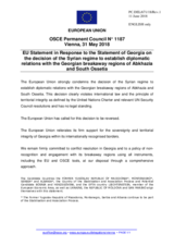 Statement by the Bulgarian EU Presidency on recent developments in the occupied regions of Georgia