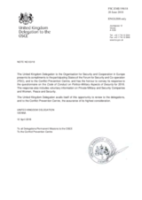 Response by the Delegation of the United Kingdom to the Questionnaire on the Code of Conduct on Politico-Military Aspects of Security Response by the Delegation of the United Kingdom to the Questionnaire on the Code of Conduct on Politico-Military Aspects of Security