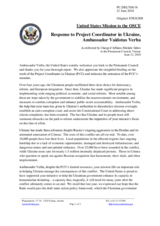 Statement by the Delegation of the United States of America in response to the report by the OSCE Project Co-ordinator in Ukraine, Ambassador Vaidotas Verba
