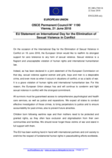 Statement by the Bulgarian EU Presidency on International Day for the Elimination of Sexual Violence in Conflict, observed on 19 June 2018