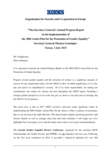 Secretary General's address to the Permanent Council on the Annual Progress Report on the Implementation of the 2004 OSCE Action Plan for the Promotion of Gender Equality