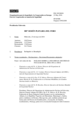 Diario de la 885ª Sesión plenaria del Foro de Cooperación en materia de Seguridad  