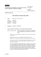 Diario de la 882ª Sesión plenaria del Foro de Cooperación en materia de Seguridad  