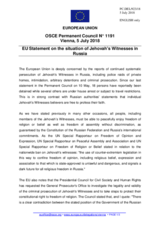 Statement by the Austrian EU Presidency on the situation of Jehovah’s Witnesses in the Russian Federation