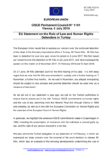 Statement by the Austrian EU Presidency on the rule of law and human rights defenders in Turkey