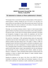 Statement by the Austrian EU Presidency on attacks on Roma settlements in Ukraine