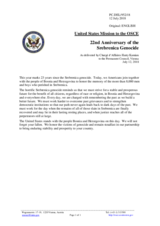 Statement by the Delegation of the United States of America on the 23rd anniversary of the genocide in Srebrenica, Bosnia and Herzegovina