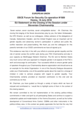 Statement by the Austrian EU Presidency in response to the closing remarks by the Chairperson of the Forum For Security Co-Operation, H.E. Ambassador Andrej Benedejčič