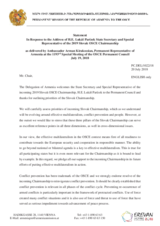 Statement by the Delegation of Armenia in response to the address by the State Secretary and Special Representative of the Minister of Foreign and European Affairs of the Slovak Republic for the Slovak 2019 OSCE Chairmanship, Mr. Lukáš Parízek