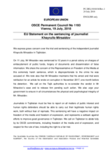 Statement by the Austrian EU Presidency on the sentencing of Mr. K. Mirsaidov in Tajikistan