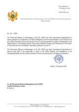 Response by the Delegation of Montenegro to the Questionnaire on Participating States’ Policy and/or National Practices and Procedures for the Export of Conventional Arms and Related Technology