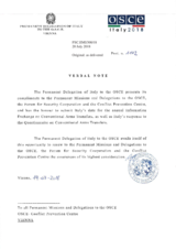 Response by the Delegation of Italy to the Questionnaire on Participating States’ Policy and/or National Practices and Procedures for the Export of Conventional Arms and Related Technology Response by the Delegation of Italy to the Questionnaire on Participating States’ Policy and/or National Practices and Procedures for the Export of Conventional Arms and Related Technology