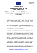 Statement by the Austrian EU Presidency in response to the address by the Chairperson-in-Office of the OSCE, Minister of Foreign Affairs and International Cooperation of Italy, H.E. Mr. Enzo Moavero Milanesi