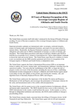 Statement by the Delegation of the United States of America on ten years since the full-scale military aggression against Georgia by the Russian Federation