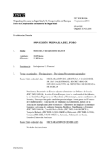 Diario de la 890ª Sesión plenaria del Foro de Cooperación en materia de Seguridad 
