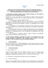 Response by the Delegation of Romania to the Questionnaire on Participating States’ Policy and/or National Practices and Procedures for the Export of Conventional Arms and Related Technology