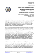 Statement by the Delegation of the United States of America in response to the report by the Head of the OSCE Presence in Albania, Ambassador Bernd Borchardt