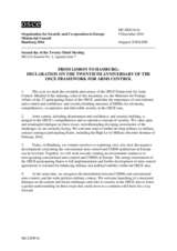 Doc 4 - From Lisbon to Hamburg: Declaration on the Twentieth Anniversary of the OSCE Framework for Arms Control Doc 4 - From Lisbon to Hamburg: Declaration on the Twentieth Anniversary of the OSCE Framework for Arms Control