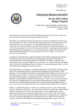 Statement by the Delegation of the United States of America in response to the presentation by Ambassador Thomas Greminger, OSCE Secretary General, of the 2019 Unified Budget Proposal