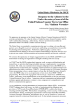 Statement by the Delegation of the United States of America in response to the address by the Under-Secretary-General of the United Nations Office of Counter-Terrorism, Mr. Vladimir Voronkov