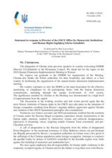 Statement by the Delegation of Ukraine in response to the report by Ms. Ingibjörg Sólrún Gísladóttir, Director of the Office for Democratic Institutions and Human Rights (ODIHR) 