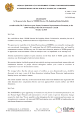 Statement by the Delegation of Armenia in response to the report by Ms. Ingibjörg Sólrún Gísladóttir, Director of the Office for Democratic Institutions and Human Rights (ODIHR) 