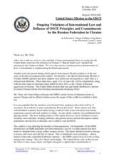 Statement by the Delegation of the United States of America on Russia’s ongoing aggression against Ukraine and the illegal occupation of Crimea
