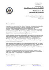 Statement by the Delegation of the United States of America on the referendum in the former Yugoslav Republic of Macedonia held on 30 September 2018