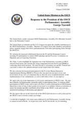 Statement by the Delegation of the United States of America in response to the address by the President of the OSCE Parliamentary Assembly, H.E. Mr. George Tsereteli