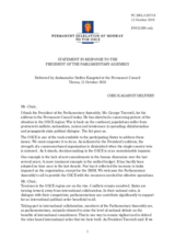 Statement by the Delegation of Norway in response to the address by the President of the OSCE Parliamentary Assembly, H.E. Mr. George Tsereteli