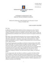 Statement by the Delegation of Norway in response to the report by the Head of the OSCE Mission in Kosovo, Ambassador Jan Braathu 