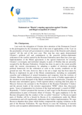 Statement by the Delegation of Ukraine on Russia’s ongoing aggression against Ukraine and illegal occupation of Crimea