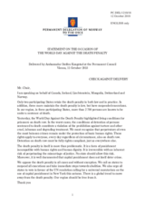 Statement by the Delegation of Norway, also on behalf of Canada, Iceland, Liechtenstein, Mongolia and Switzerland, on the European and World Day against the Death Penalty, celebrated on 10 October 2018