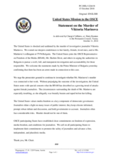Statement by the Delegation of the United States of America on the murder of journalist Ms. V. Marinova in Bulgaria